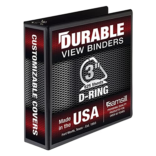 Image of Samsill Durable 3 inch 3 Ring Binder, D Ring Binder, 100% Recycled Chipboard, Black, Pallet of 288 Binders in 24 Cartons