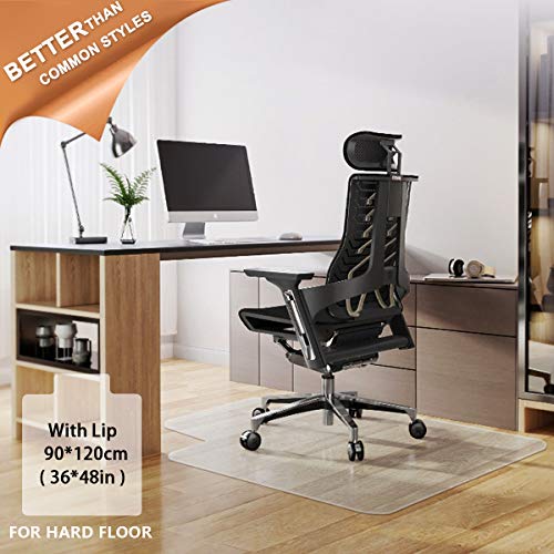 Chair-Mat-for-Floor, Desk-Chair-Mat, Office-Mat-with-Lip, YOUKADA Office Floor Mat, Floor-Protector, Essentials Collection Transparent Chair Mat