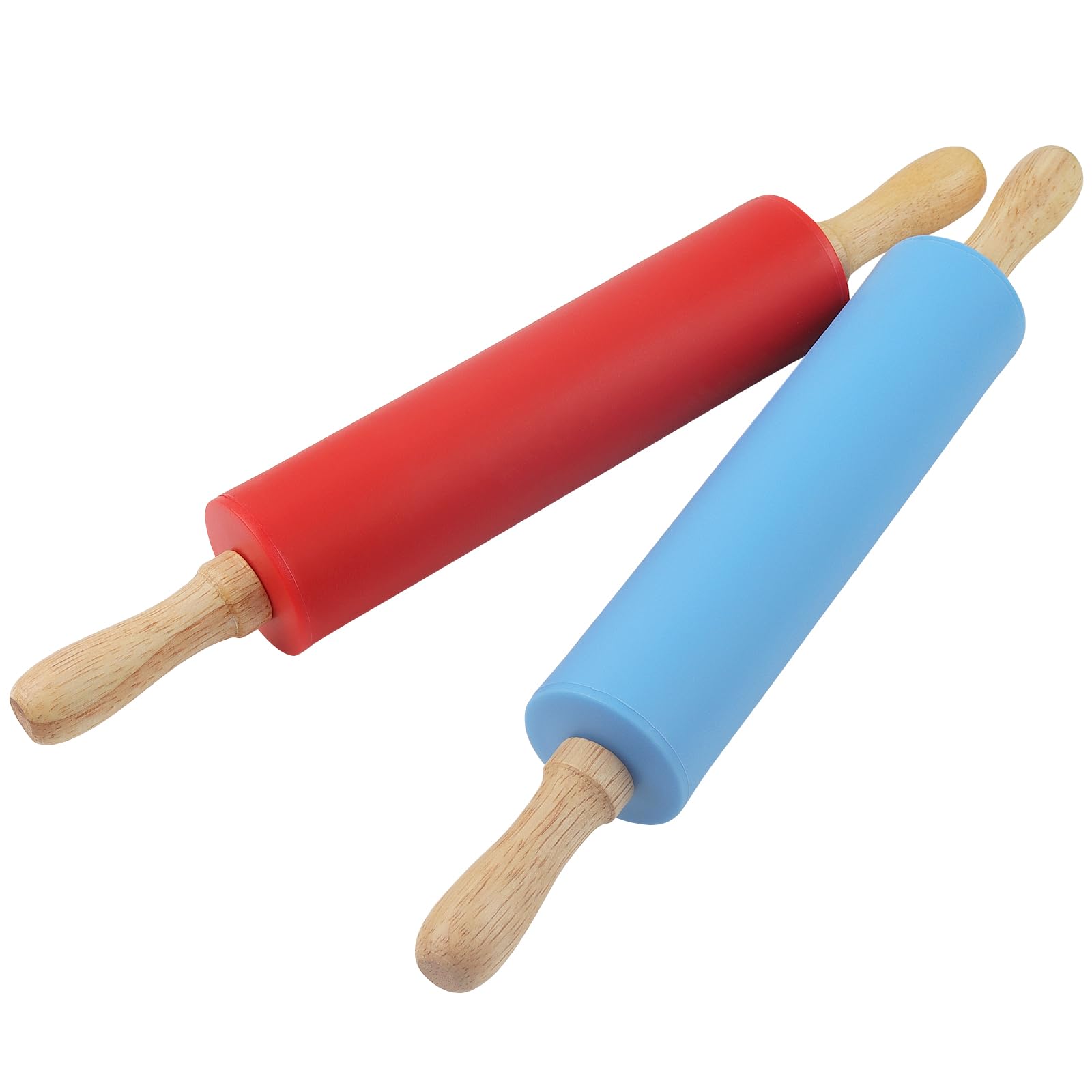 HAKZEON 4 Pack 11Inch/29cm Mini Rolling Pins, Silicone Rolling Pin with Wooden Handle - Image 3