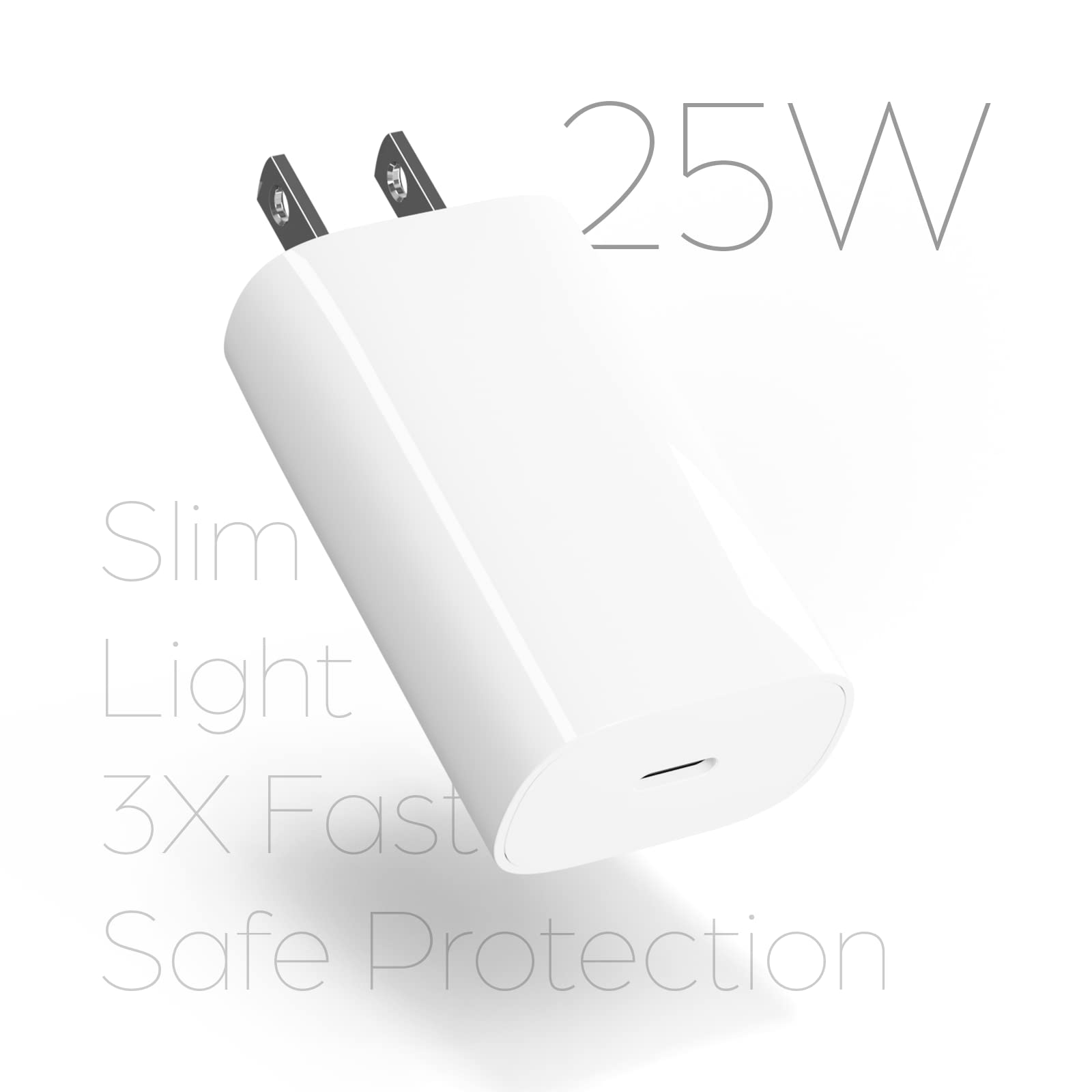 SOLUM 25W USB C PD 3.0 PPS Slim Charger Block Fast Charging Power Delivery Compatible with iPhone 14/13/12/11, Samsung Galaxy S23/S22/S21/S20/S10, iPad, Galaxy Tab and More. (Cable not Included)