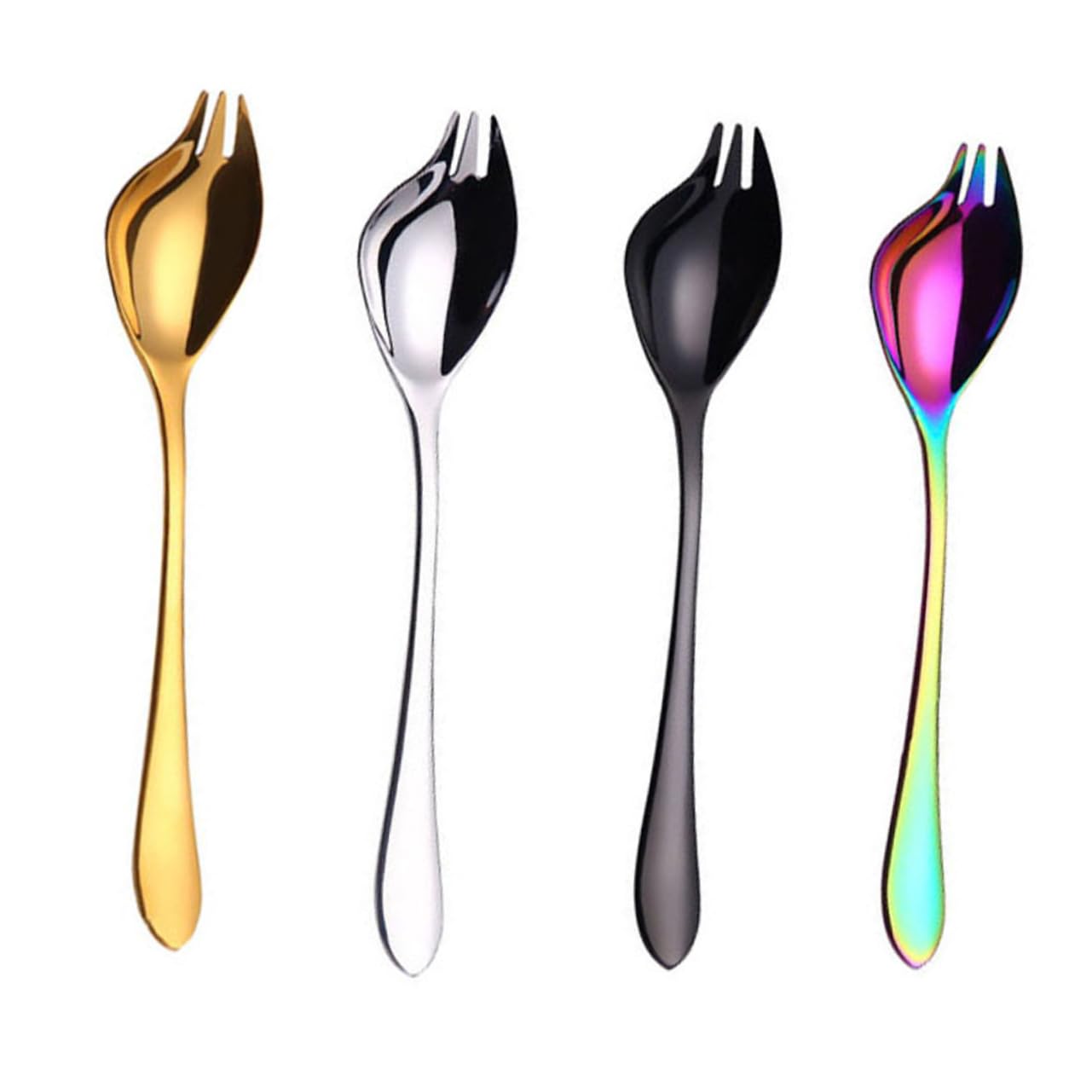 BRIGHTFUFU 4PCS 과일 샐러드 스푼 샐러드 서버 샐러드 서빙 스푼 샐러드 서빙 도구 스푼 듀얼 샐러드 포크 스푼 듀얼 유즈 샐러드