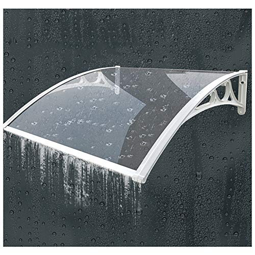 Marquesina Puerta Exterior QIANDA Ventana Toldo Porche Techo Lluvia Lavado De Lluvia Autolimpiante Proporcionar Abrigo, Transparente con Blanco Soportes De Aluminio (Size : 60cmx120cm)