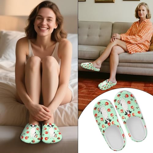 Women's Cartoon Animal Print Slip-on Slippers Warm Slippers Bedroom Shoes for Travel Walk3