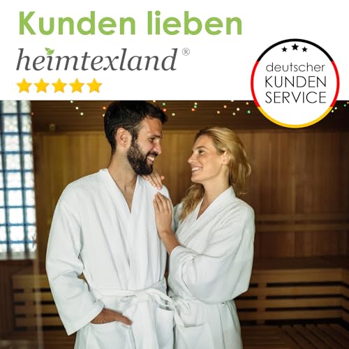 heimtexland ® Bademantel Waffelpique Reisebademantel Saunamantel 100% Baumwolle Oekotex leicht schnelltrocknend hautfreundlich für Damen und Herren Typ881 Weiß L