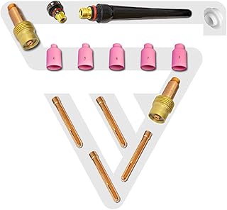 STAHLWERK WIG Gaslinsen für Schweißgerät Schweißzubehör mit Spannhülsen + Keramikdüsen Verschleißteile für WP SR Binzel 17...