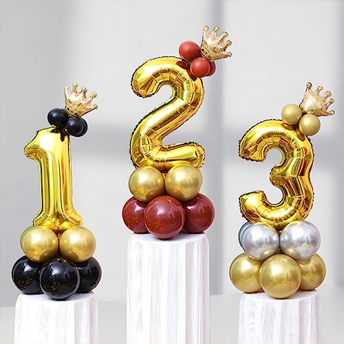 Image of 40 Inch Gold Number Balloons, Helium Mylar Foil Number Balloons for Birthday, Number 2 Balloon for 2st Birthday Decorations for Kids, Anniversary Party Decorations Supplies
