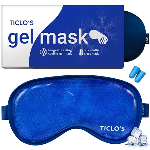Ticlo's Cooling Eye Mask for Puffy Eyes - Gift Ready Box - Gel Eye Mask for Sleeping, Cold Compress for Dark Circles, Cold Reusable Compress for Migraines, Headaches, and Post-Surgery Recovery