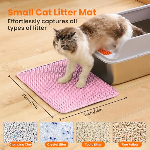 Image of Cat Litter Mat,Large Honeycomb Double Layer Cat Litter Trapping Mat, Non Slip Waterproof Urine Proof Cat Litter Box Mat, Kitten Supplies and Essentials