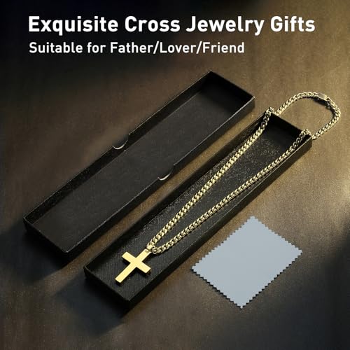 Image of Qlaway Cross Necklace for Men - 925 Silver Filled Stainless Steel Religious Pendant Necklace