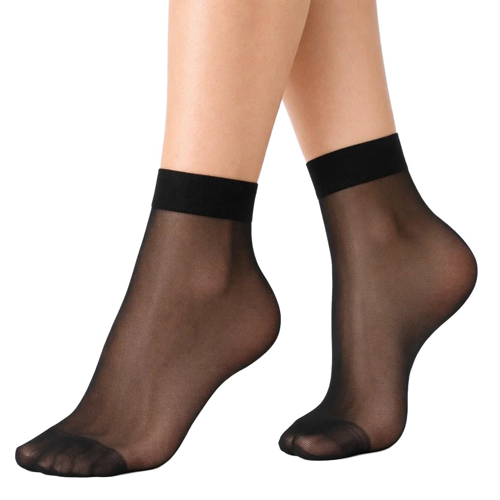 Aurellie Women's Black Sheer Knee High Trouser Socks 10 Pairs, Lightweight & Comfortable Pop-Up Style, Ideal For Work, Everyday Wear