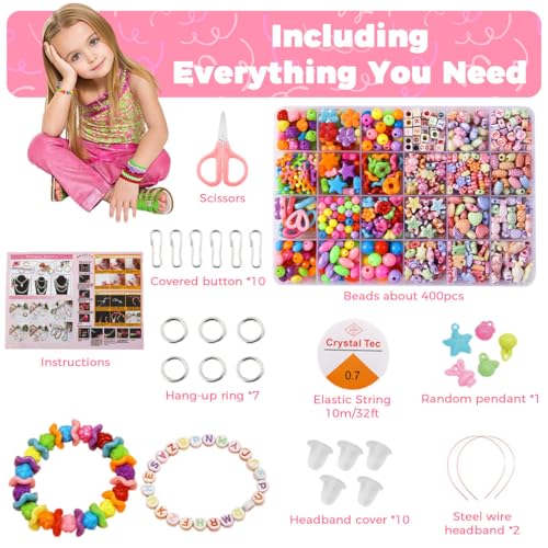 Image of SANNIDHI Bracelet Making Set DIY Beads Kit for Kids, Cute Jewellery Making Kit for Girls, 24-Grid Assorted Beads Letter Jewelry DIY Friendship Bracelet Gift Birthday Toys for Girls 7-14 Years