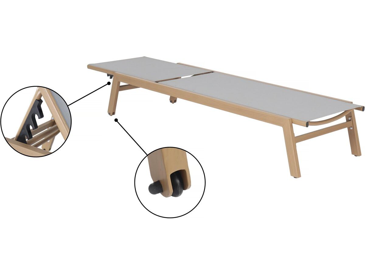 habitat et jardin Aluminium-Sonnenliege mit Holzoptik Elysia – Hellgrau