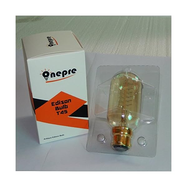 ONEPRE Vintage BC B22 Bayonet Filament Light Bulb 40W Tube Style Retro Edison Light Bulb Dimmable T45 - Image 3