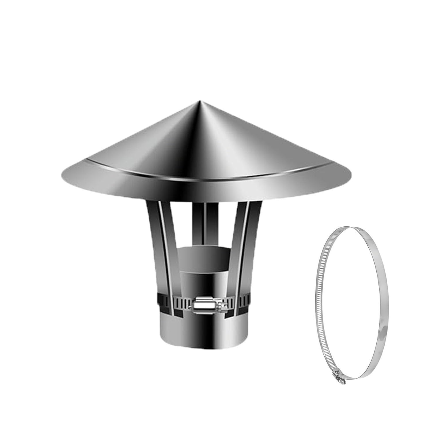 PFXNGMS Chimney Cap 201 Stainless Steel Chimney 50-300 mm Cowl Weather-Proof Roof Cap Stove Pipe Topper Fireplace Exhaust Cap Adjustable Cone Top Chimney Rain Caps for Wood/Oil Stove(160mm)