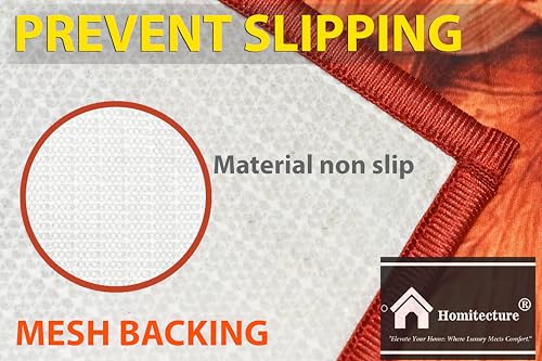 Image of Digital Printed Bathmat Set of 2 | Anti-Skid Mess Backing | Large & Small Combo | Water Absorbent, Quick Dry, Soft Floor Mat for Bathroom & Home Color - Floral Printed Orange and Grey
