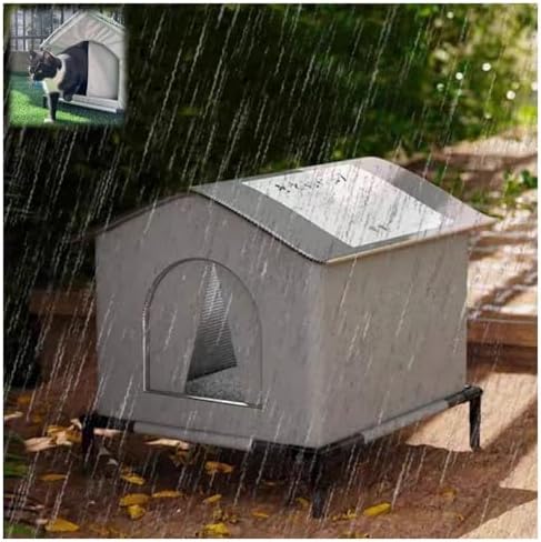 Maison Pour Chat D'Extérieur - Nid Isolé Imperméable Avec Fenêtre - Base Surélevée 50x40x35 Cm - Pour Chats, Chiens, Lapins - 10