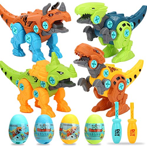 Vanblue 4 Pack Take Apart Dinosaur Toys for Kids Building Toys Dino Egg Play Kit Dinosaur Easter Eggs STEM Learning Toys for Boys Girls Kids Age 3 4 5 Year Old Birthday Easter Gift