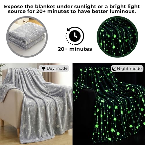 Image of Story@Home Glow Blankets for Kids |Breathable Summer Blanket |Kids Blanket 0-15 Years (200x150cm) Soft Fleece Blanket | Cozy & Warm All-Season Radium Blanket for Boys & Girls - Stars