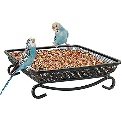 MIXXIDEA Ground Platform Bird Feeder Metal Mesh Seed Tray for Outside Garden Great Attracting for Wild Birds Squirrels Dove(1 Pack) Cover