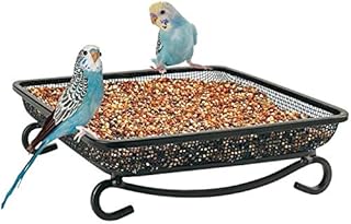 MIXXIDEA Ground Bird Feeder Tray, Metal Platform Mesh Seed Tray for Bird Feeders, Great Attracting Garden Yard Decoration for Wild Birds Squirrels Dove (1 Pack)