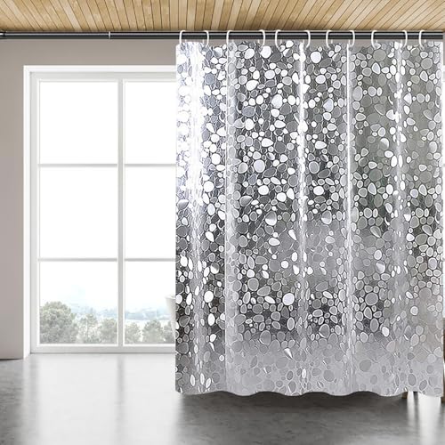 jssablo Clear Shower Curtain Liner 100% Waterproof EVA 3D Shower Curtains with 3 Duty Heavy Bottom Magnets and 12 Rust Proof Grommets 72x72 Weighted Shower Liner for Shower Stall Bathtubs