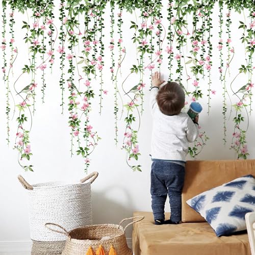 Vinilos decorativos de 4 hojas con enredaderas y flores miniatura 5