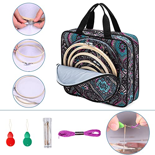 Image of LoDrid Embroidery Kit, Embroidery Project Bag with Embroidery Kit, Portable Craft Carry Case with Starter Kit, Embroidery Supplies Storage Bag and Cross Stitch Kits for Beginners, Adults, Totem