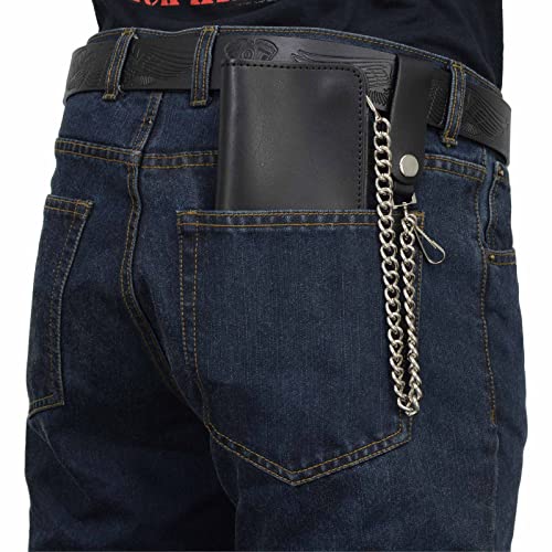 Milwaukee Leather MLW7806 Men's 8” Leather Long Bi-Fold Biker Wallet w/Anti-Theft Stainless Steel Chain - One Size4