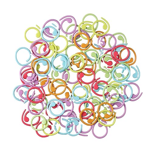 HomeSoGood 100Pcs Crochet Stitch Markers,Colorful Knitting Stitch Rings with Hook Markers,Knitting Needles Stoppers Crochet Locking Sewing Accessories