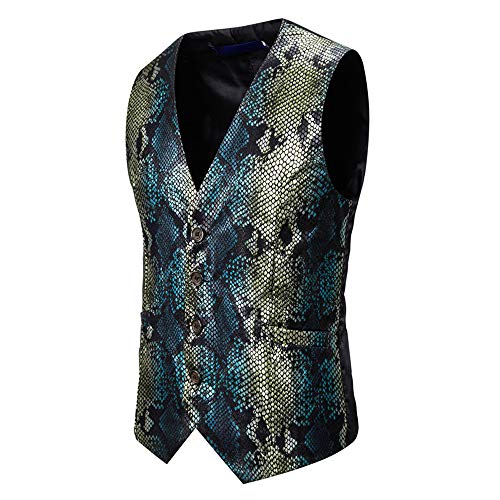 FAXIKIO Men's Paisley Vest Single Breasted Suit Vest Fish-Scale Pattern Dress Vest Wedding Party Waistcoat2