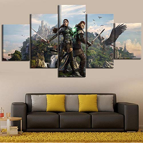 5 Leinwandbilder Rahmenlos Wandbilder Wohnkultur Leinwanddrucke The Elder Scrolls Online-Spiel Bild auf Leinwand Dekoartikel Drucke auf