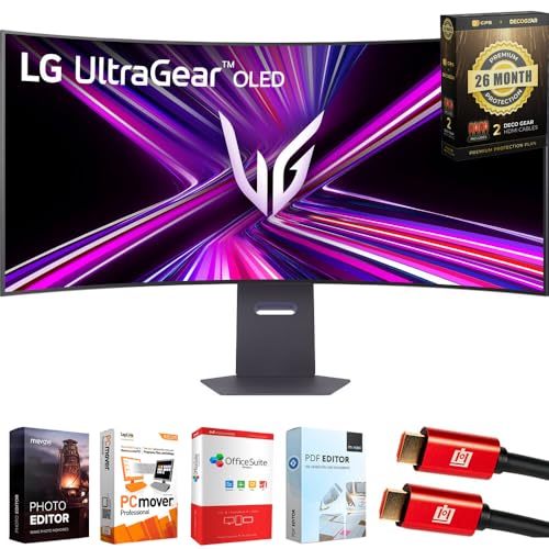 Image of LG Ultragear 45 inch OLED 5K2K (5120x2160) 330Hz G-sync Curved Gaming Monitor Bundle with Tech Smart USA Elite Suite 18, 2X 4K HDMI Cable & Deco Gear CPS 26 Month Protection Pack (BEACH-CPS-26M2000)