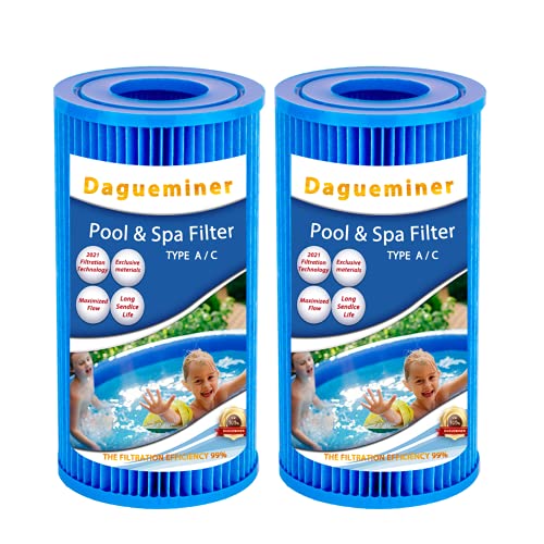 Dagueminer Pool Filter A or C,2021 Advanced Blue Type C Pool Filter for Flowclear Filter Pump 90401e,Compatible with Intex Pool Filter A or C Above Ground Pools (2 Pack)