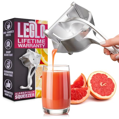 Hand Juicer Squeezer with Ergonomic Heavy Duty Handle – 20 oz Bowl Aluminum Lemon Juicer with Pour Spout for Mess-Free Pouring - Manual Citrus Press for Lemon, Orange, Lime, Grapefruit, Pomegranate