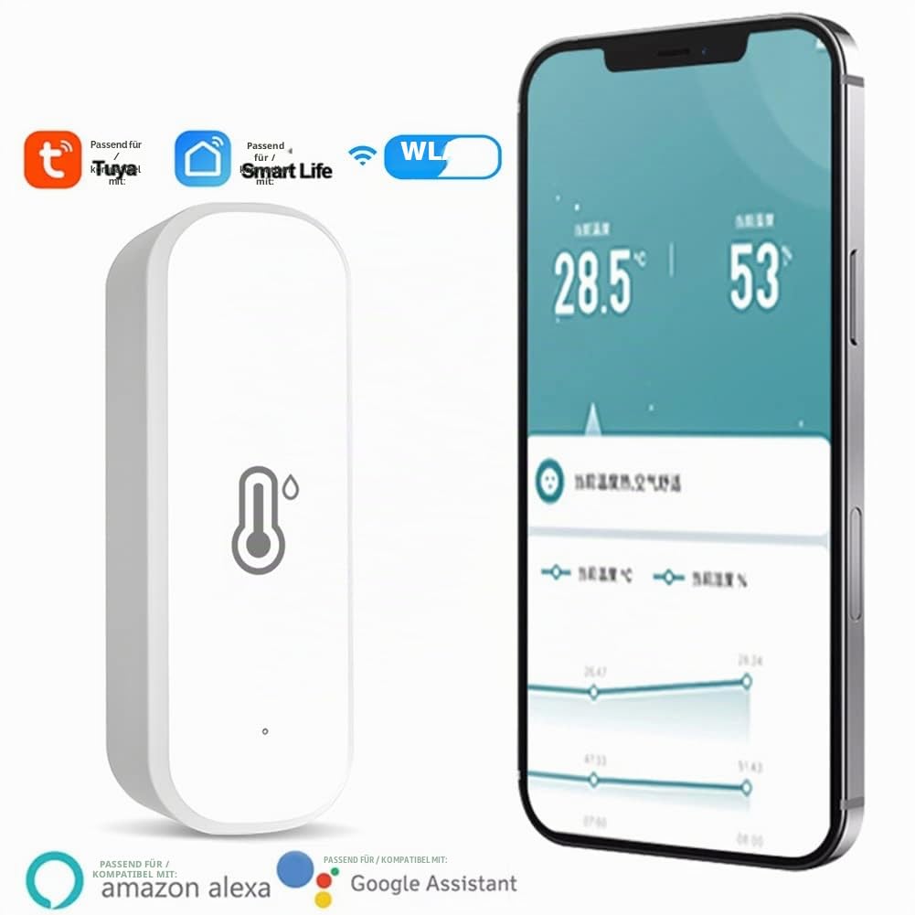 Tuya Zigbee Smart Hygrometer Thermometer, 4 Stück WiFi-Hygrometer, Thermometer, kabelloser Temperatur- und Feuchtigkeitsdetektor für Zuhause und Gewächshaus