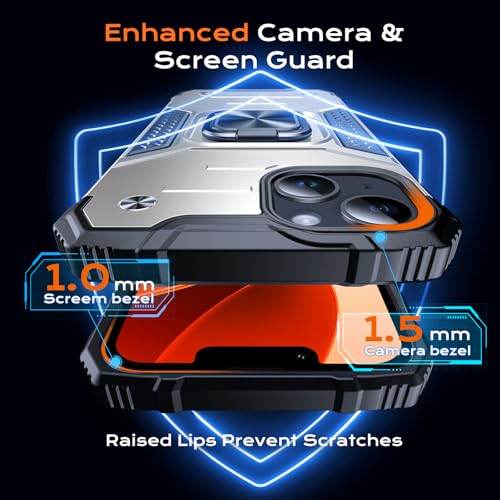 Image of Anqrp Heavy Duty Case for iPhone 13 Mini Case with Enhanced Ring Holder Grip Stand, Military Grade Shockproof Rugged Drop Protective Silicone Hard Slim iPhone 13 Mini Phone Case Cover,Silver