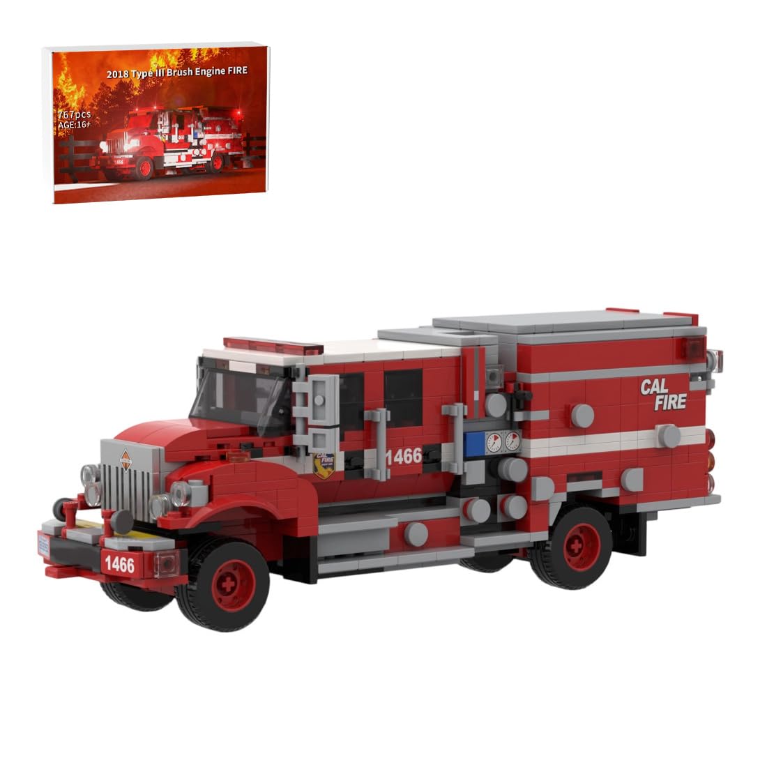 Feuerwehrauto LKW Klemmbausteine 767 Teile Waldbrand Feuerwehrwagen Bausteine, City Feuerwehr Auto Fire Fahrzeuge Bauklötze Geschenke für Erwachsene 16+- Entworfen von Silver Ridge