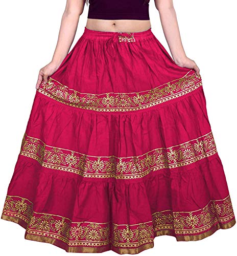Image of Kurti Skirts Woman /Girl Traditional Ethnic Embroidery Floor Length Rayon Long Skirt for Causal
