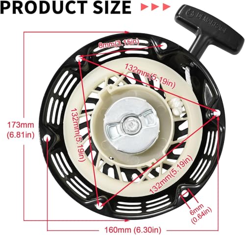 Image of 212 196 224 208 cc Recoil Pull Start Assembly with Pulley Cup for Predator Champion Coleman Honda Westinghouse Firman Ryobi Simpson 5.5 6.5 hp Small Engines etc.GX160 Pull Start with Start Cup