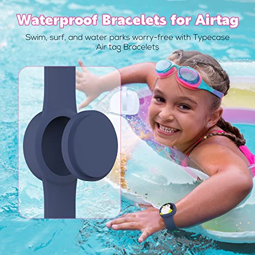 Waterproof Air tag Bracelets for Kids (2 Pack) - Soft Silicone Hidden Air tag Wristband - Lightweight GPS Tracker Holder Compatible with Apple Airtag Watch Band for Child (Penguin & Whale) - Image 3