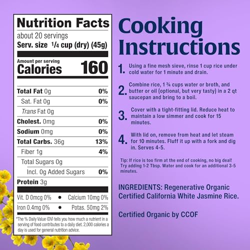 Image of Lundberg Jasmine Rice, Regenerative Organic Certified, 6-Pack - Non-Sticky, Aromatic Long-Grain White Rice, Responsibly Grown in California, 32 Oz Ea