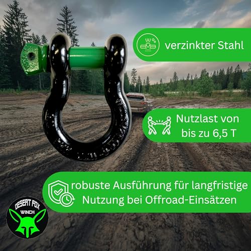 Desert Fox Winch Bergeset – Umlenkrolle 10 t | 1,5 m Bergegurt 14 t (WLL 2 t) nach EN 1492-1 | Schäkel 7/8 Zoll, 6,5 t Nutzlast | Seilwinden & Offroad Recovery Set für SUV, 4x4 & Wohnmobil