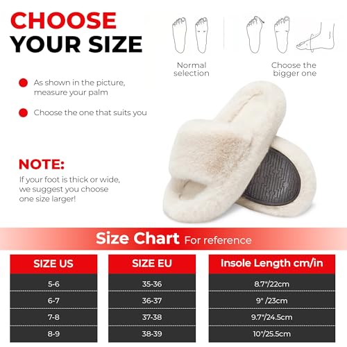 ALENAS Home Slippers for Women, Fuzzy Plush Faux Fur Lined Flip Flops, Fashion Gift Slippers with Anti-Slip Sole2