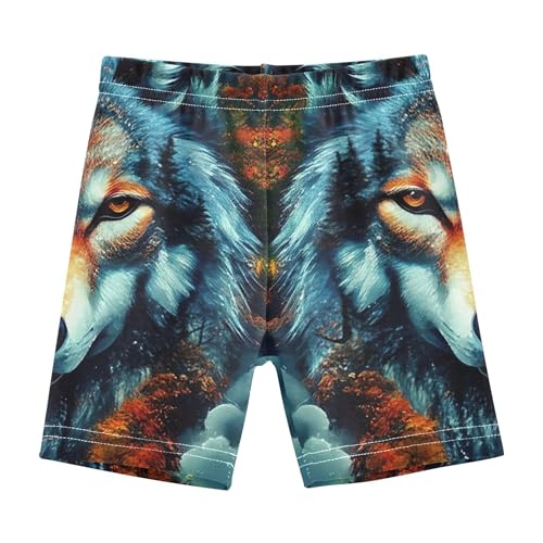 Under Dress Shorts Print Cotton Toddler Girl Biker Shorts 4t Kids Clothes Mystical Wolf Head Autumn Forest