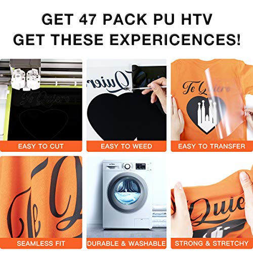 Htvront Htv Heat Transfer Vinyl Bundle: 47 Pack 12 Inch X 10 Inch Iron On Vinyl For T-Shirt thumb #1