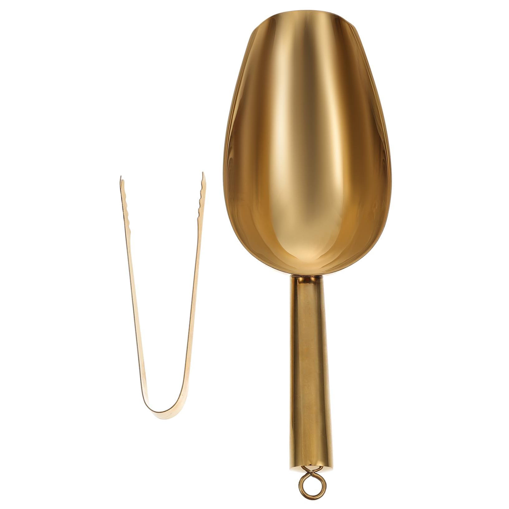 Garneck Kitchen Ice Scoop Tong Stainless Steel Ice Clamp Shovel Brushed Gold Food Grade