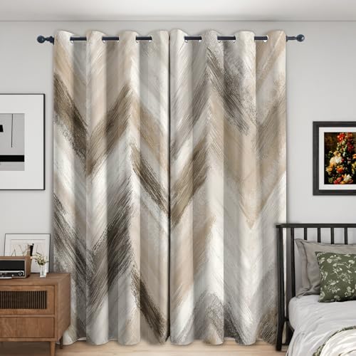 Rideau thermique à œillets ECE273 motif géométrique moderne 140x300cm