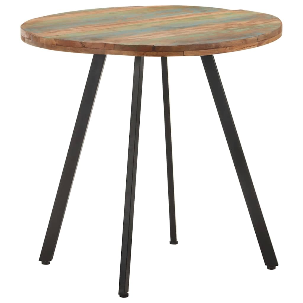 Tavolo da pranzo in legno massiccio riciclato, 80 cm, rotondo, con struttura in metallo nero, tavolo da cucina pieghevole e salvaspazio, per sala da pranzo e soggiorno, moderno e robusto