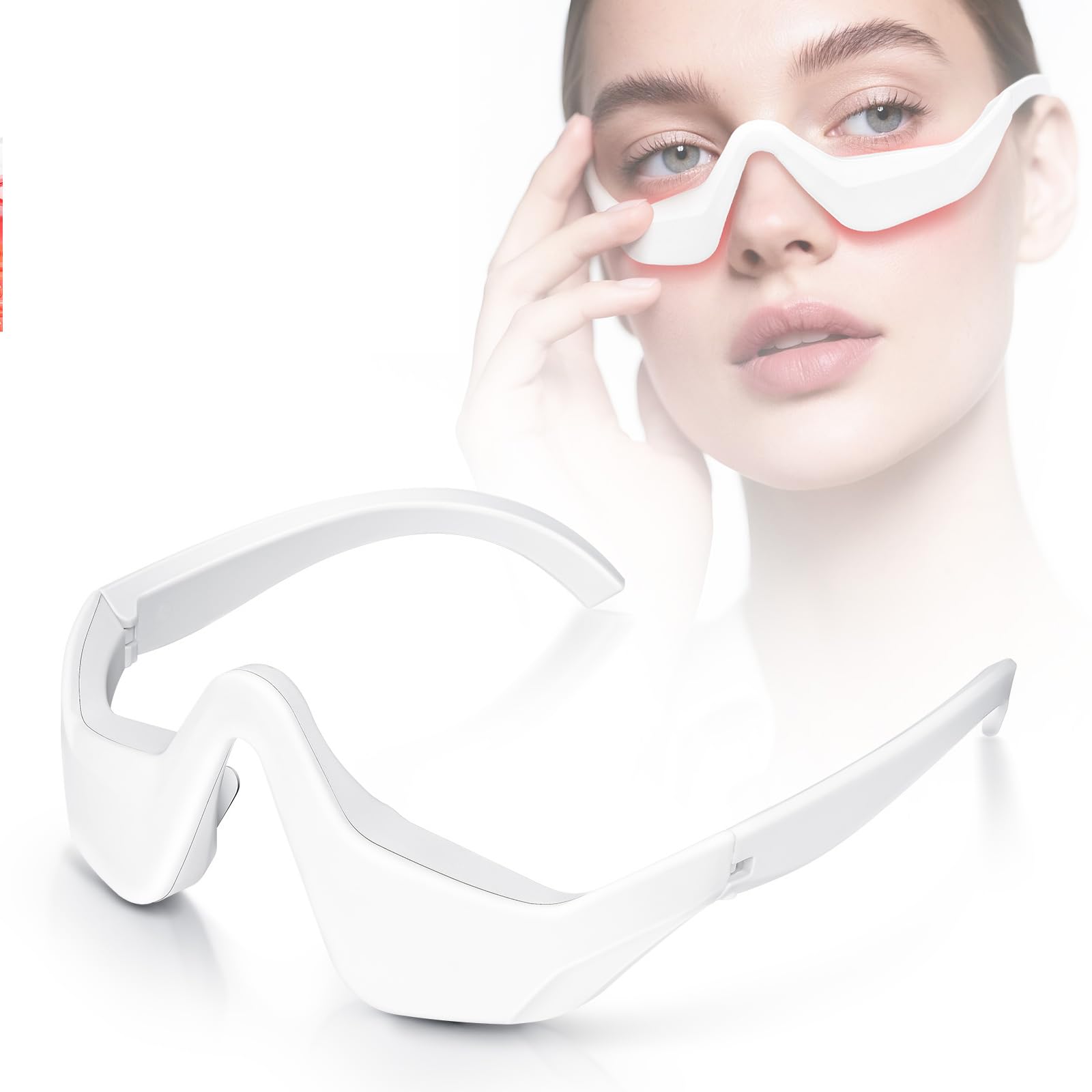 Under Eye Red Light Therapy Massager Glasses Eye Massager with 2 Modes Eye Massager for Eye Bags Dark