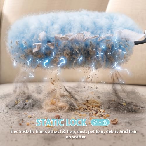 Image of 30 Count Heavy Duty Duster Refills with 3 ft Extendable Handle Starter Kit, Compatible with Swiffer Disposable Microfiber Feather Dusters for Cleaning Home